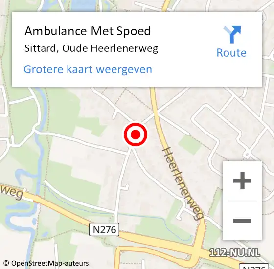 Locatie op kaart van de 112 melding: Ambulance Met Spoed Naar Sittard, Oude Heerlenerweg op 24 februari 2015 14:15