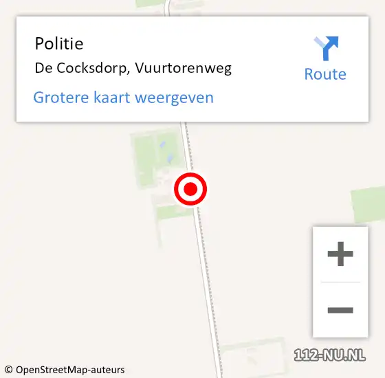 Locatie op kaart van de 112 melding: Politie De Cocksdorp, Vuurtorenweg op 24 februari 2015 14:26