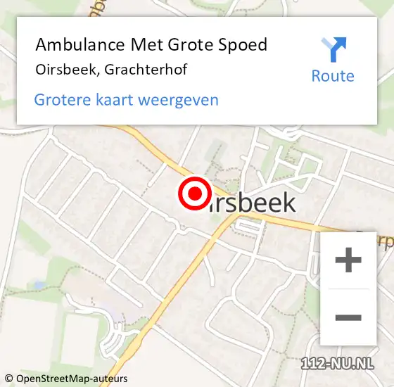 Locatie op kaart van de 112 melding: Ambulance Met Grote Spoed Naar Oirsbeek, Grachterhof op 24 februari 2015 15:22