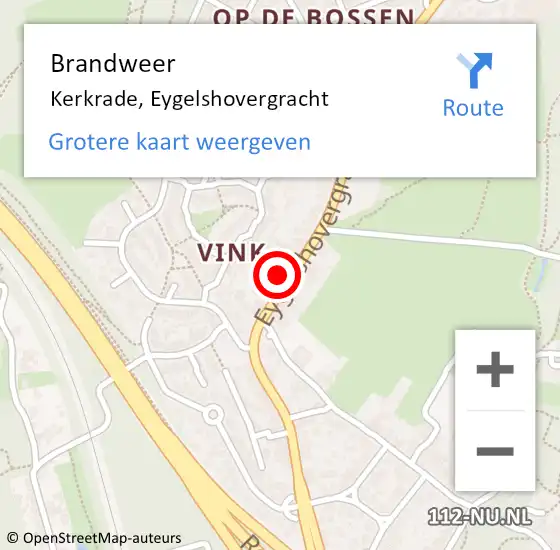 Locatie op kaart van de 112 melding: Brandweer Kerkrade, Eygelshovergracht op 24 februari 2015 15:48