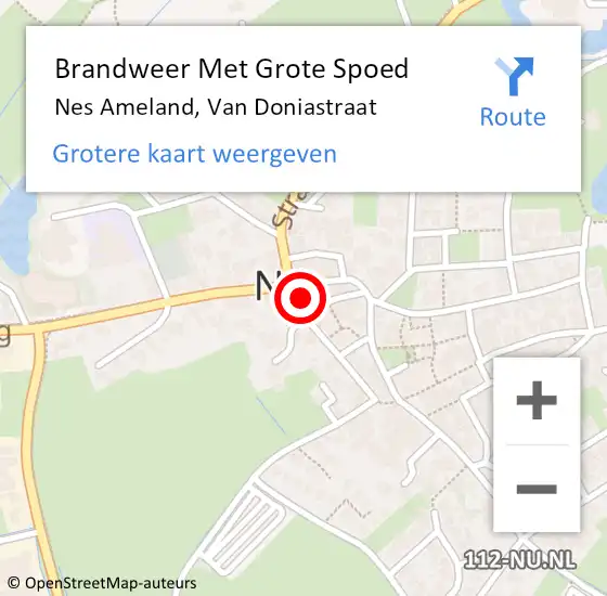 Locatie op kaart van de 112 melding: Brandweer Met Grote Spoed Naar Nes Ameland, Van Doniastraat op 24 februari 2015 16:19