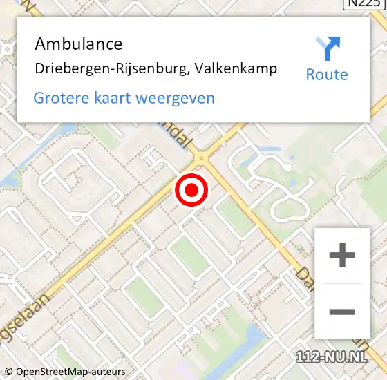 Locatie op kaart van de 112 melding: Ambulance Driebergen-Rijsenburg, Valkenkamp op 24 februari 2015 16:19