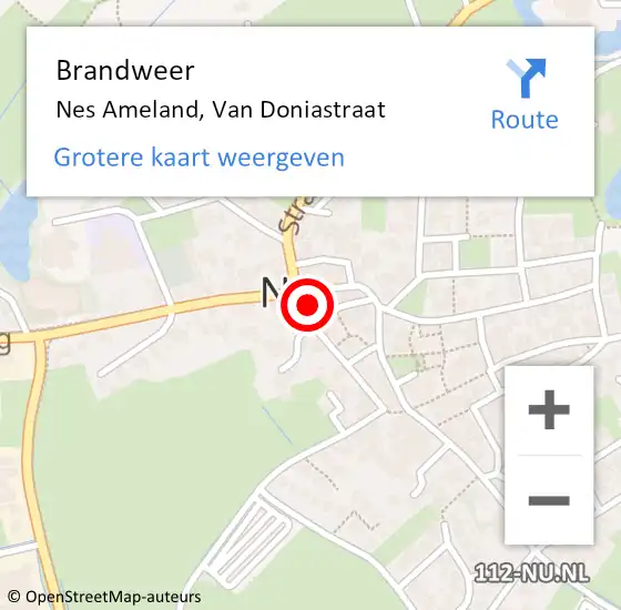 Locatie op kaart van de 112 melding: Brandweer Nes Ameland, Van Doniastraat op 24 februari 2015 16:20