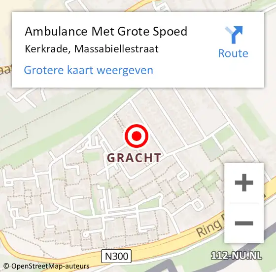 Locatie op kaart van de 112 melding: Ambulance Met Grote Spoed Naar Kerkrade, Massabiellestraat op 30 oktober 2013 20:34