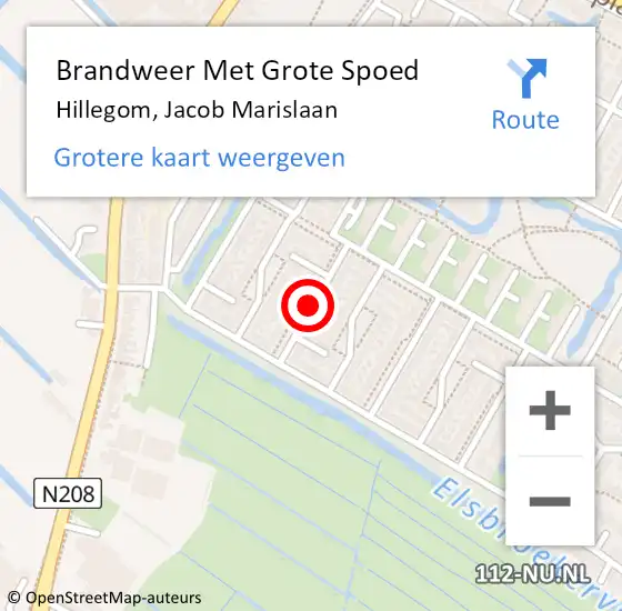 Locatie op kaart van de 112 melding: Brandweer Met Grote Spoed Naar Hillegom, Jacob Marislaan op 30 oktober 2013 20:35