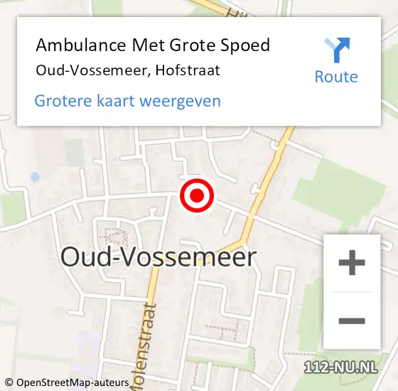 Locatie op kaart van de 112 melding: Ambulance Met Grote Spoed Naar Oud-Vossemeer, Hofstraat op 24 februari 2015 17:41