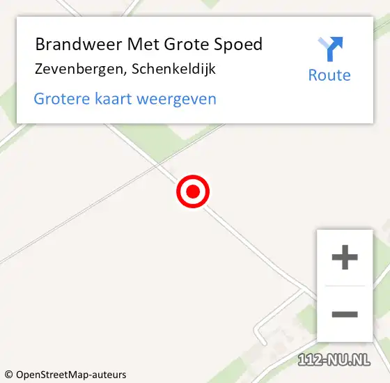 Locatie op kaart van de 112 melding: Brandweer Met Grote Spoed Naar Zevenbergen, Schenkeldijk op 24 februari 2015 19:17