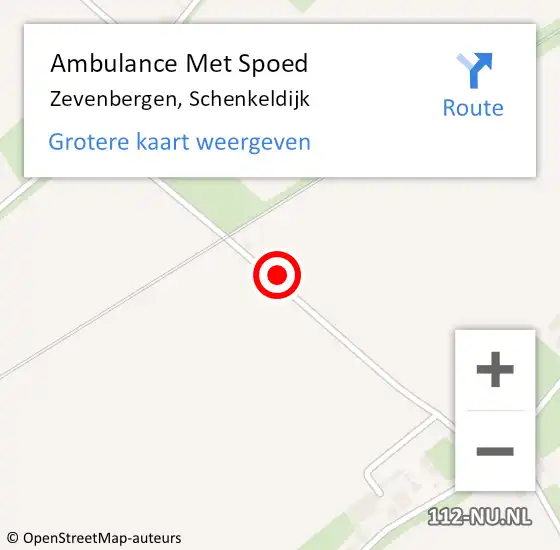 Locatie op kaart van de 112 melding: Ambulance Met Spoed Naar Zevenbergen, Schenkeldijk op 24 februari 2015 19:17