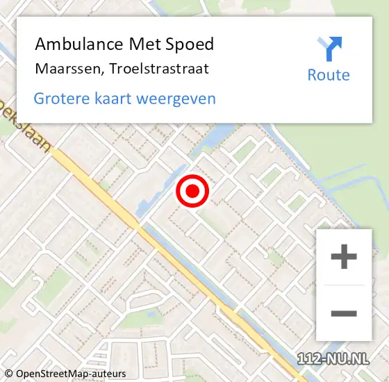 Locatie op kaart van de 112 melding: Ambulance Met Spoed Naar Maarssen, Troelstrastraat op 24 februari 2015 19:27