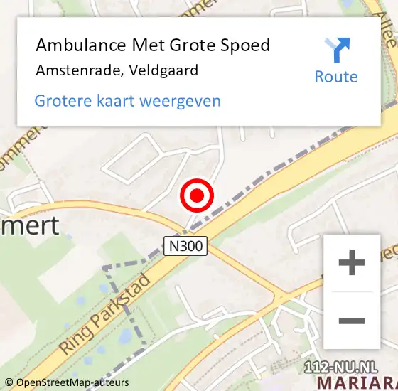 Locatie op kaart van de 112 melding: Ambulance Met Grote Spoed Naar Amstenrade, Veldgaard op 30 oktober 2013 21:01