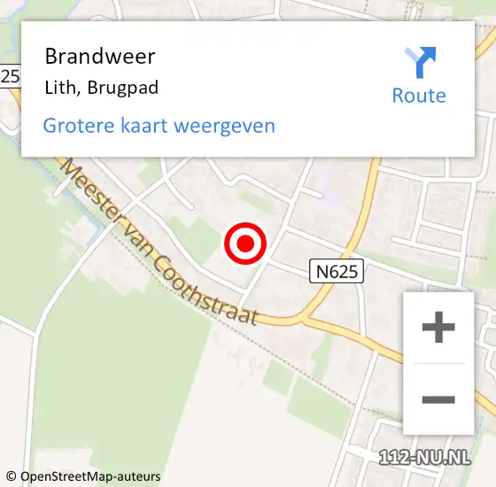 Locatie op kaart van de 112 melding: Brandweer Lith, Brugpad op 24 februari 2015 20:22