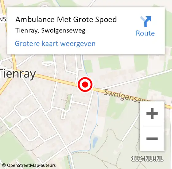 Locatie op kaart van de 112 melding: Ambulance Met Grote Spoed Naar Tienray, Swolgenseweg op 24 februari 2015 20:41