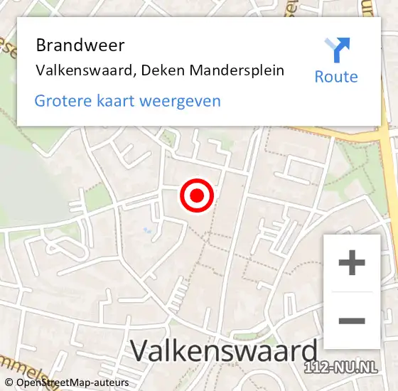 Locatie op kaart van de 112 melding: Brandweer Valkenswaard, Deken Mandersplein op 30 oktober 2013 21:12