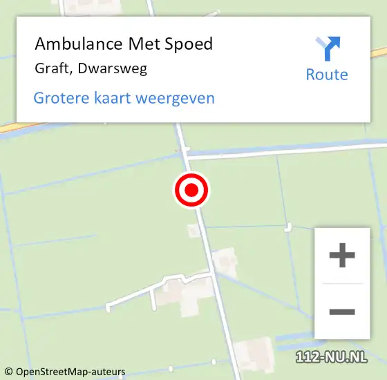 Locatie op kaart van de 112 melding: Ambulance Met Spoed Naar Graft, Dwarsweg op 24 februari 2015 22:19