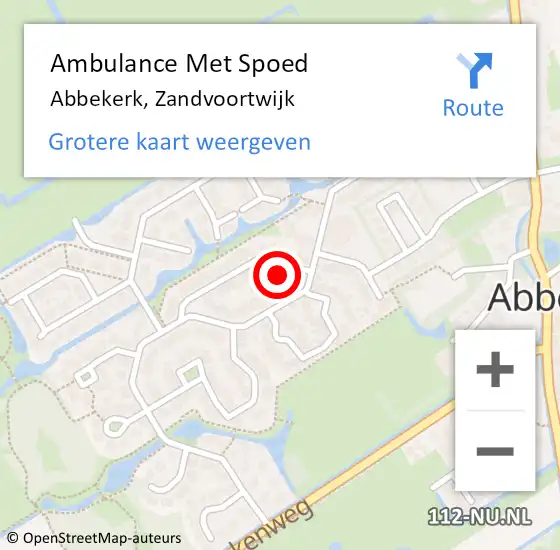 Locatie op kaart van de 112 melding: Ambulance Met Spoed Naar Abbekerk, Zandvoortwijk op 25 februari 2015 00:25