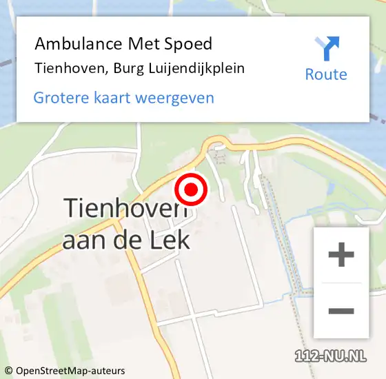 Locatie op kaart van de 112 melding: Ambulance Met Spoed Naar Tienhoven, Burg Luijendijkplein op 25 februari 2015 00:45