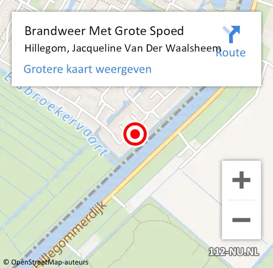 Locatie op kaart van de 112 melding: Brandweer Met Grote Spoed Naar Hillegom, Jacqueline Van Der Waalsheem op 25 februari 2015 01:40