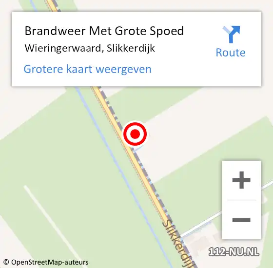 Locatie op kaart van de 112 melding: Brandweer Met Grote Spoed Naar Wieringerwaard, Slikkerdijk op 25 februari 2015 01:46