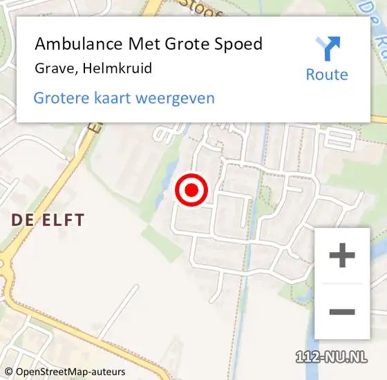 Locatie op kaart van de 112 melding: Ambulance Met Grote Spoed Naar Grave, Helmkruid op 25 februari 2015 01:55