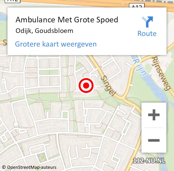 Locatie op kaart van de 112 melding: Ambulance Met Grote Spoed Naar Odijk, Goudsbloem op 25 februari 2015 04:34