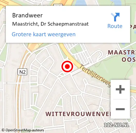 Locatie op kaart van de 112 melding: Brandweer Maastricht, Dr Schaepmanstraat op 30 oktober 2013 21:46