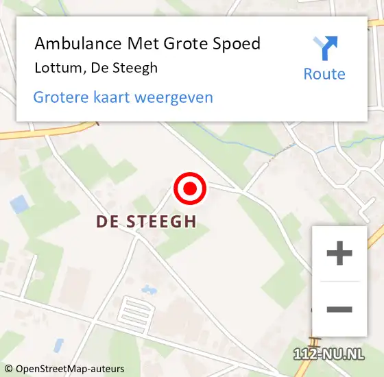 Locatie op kaart van de 112 melding: Ambulance Met Grote Spoed Naar Lottum, De Steegh op 25 februari 2015 07:40