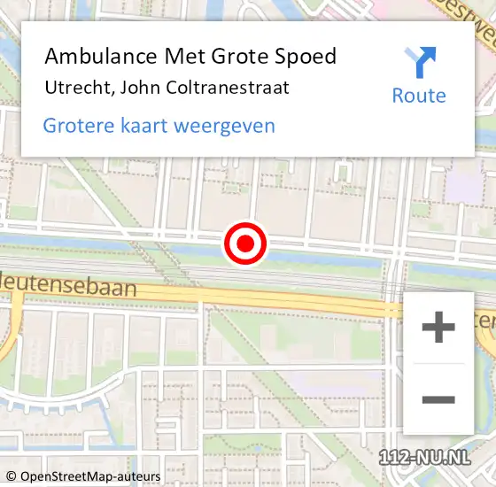 Locatie op kaart van de 112 melding: Ambulance Met Grote Spoed Naar Utrecht, John Coltranestraat op 25 februari 2015 08:18