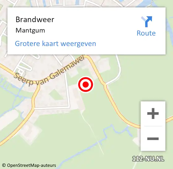 Locatie op kaart van de 112 melding: Brandweer Mantgum op 25 februari 2015 08:30
