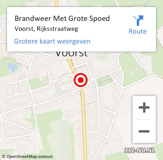 Locatie op kaart van de 112 melding: Brandweer Met Grote Spoed Naar Voorst, Rijksstraatweg op 25 februari 2015 08:32