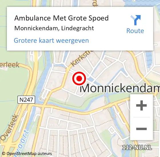 Locatie op kaart van de 112 melding: Ambulance Met Grote Spoed Naar Monnickendam, Lindegracht op 25 februari 2015 08:47