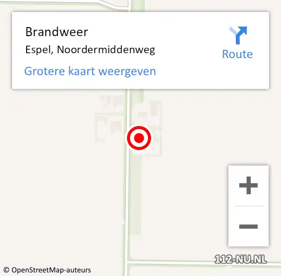 Locatie op kaart van de 112 melding: Brandweer Espel, Noordermiddenweg op 25 februari 2015 09:45