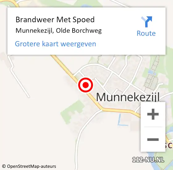 Locatie op kaart van de 112 melding: Brandweer Met Spoed Naar Munnekezijl, Olde Borchweg op 25 februari 2015 09:49