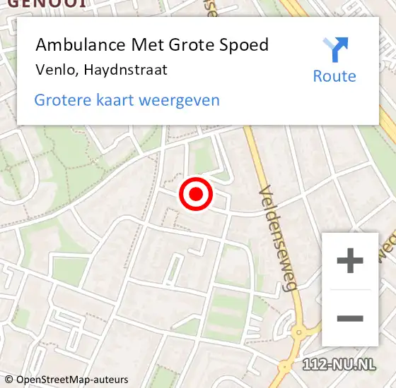 Locatie op kaart van de 112 melding: Ambulance Met Grote Spoed Naar Venlo, Haydnstraat op 25 februari 2015 10:06