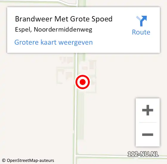 Locatie op kaart van de 112 melding: Brandweer Met Grote Spoed Naar Espel, Noordermiddenweg op 25 februari 2015 10:30