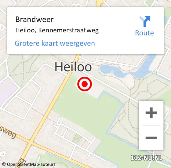 Locatie op kaart van de 112 melding: Brandweer Heiloo, Kennemerstraatweg op 25 februari 2015 10:49