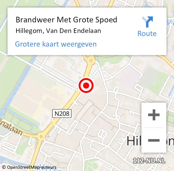 Locatie op kaart van de 112 melding: Brandweer Met Grote Spoed Naar Hillegom, Van Den Endelaan op 25 februari 2015 11:12