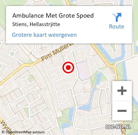 Locatie op kaart van de 112 melding: Ambulance Met Grote Spoed Naar Stiens, Hellasstrjitte op 25 februari 2015 11:21