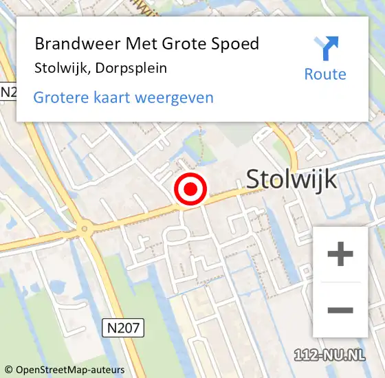 Locatie op kaart van de 112 melding: Brandweer Met Grote Spoed Naar Stolwijk, Dorpsplein op 25 februari 2015 11:27