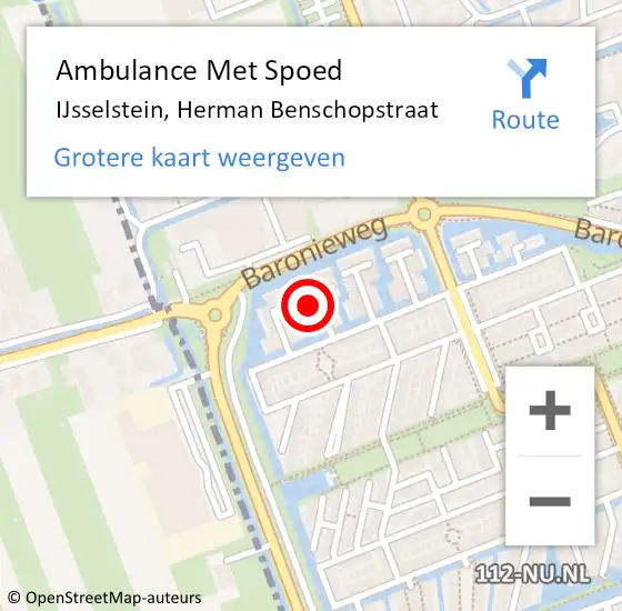 Locatie op kaart van de 112 melding: Ambulance Met Spoed Naar IJsselstein, Herman Benschopstraat op 25 februari 2015 13:14