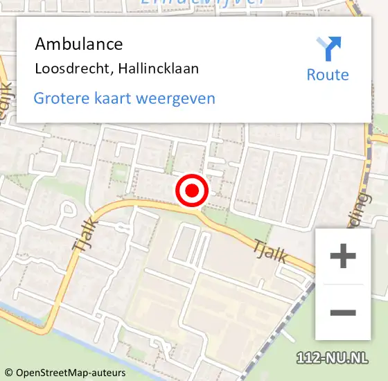 Locatie op kaart van de 112 melding: Ambulance Loosdrecht, Hallincklaan op 25 februari 2015 13:16