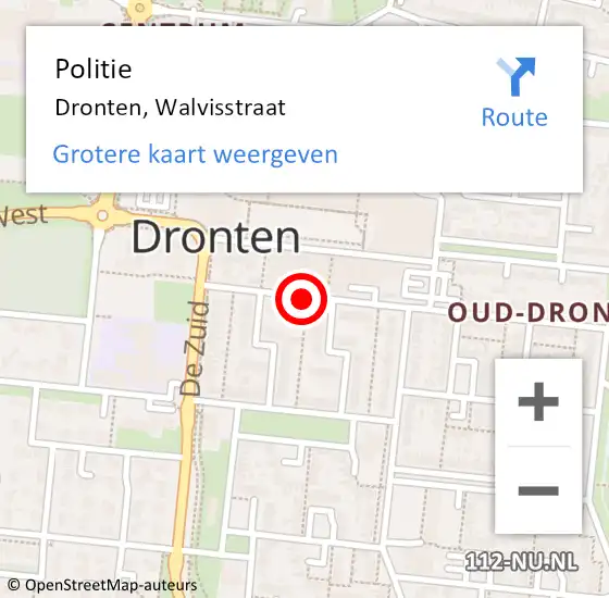 Locatie op kaart van de 112 melding: Politie Dronten, Walvisstraat op 25 februari 2015 13:27