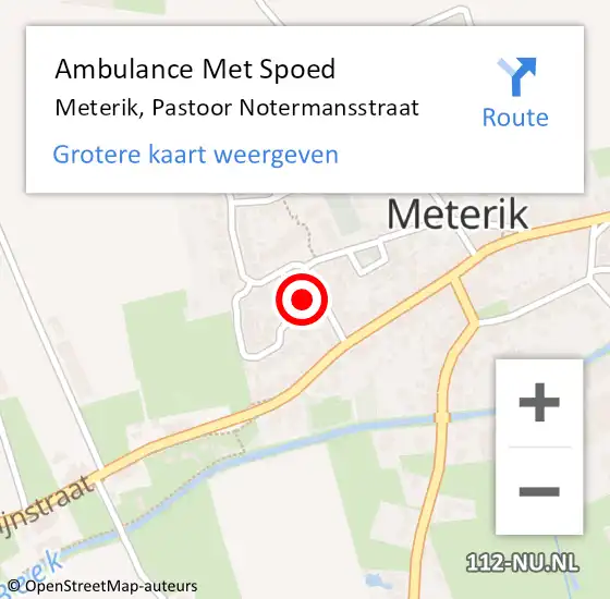 Locatie op kaart van de 112 melding: Ambulance Met Spoed Naar Meterik, Pastoor Notermansstraat op 25 februari 2015 13:54