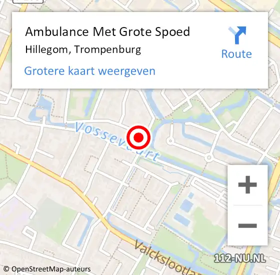 Locatie op kaart van de 112 melding: Ambulance Met Grote Spoed Naar Hillegom, Trompenburg op 30 oktober 2013 23:13