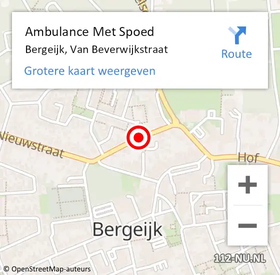 Locatie op kaart van de 112 melding: Ambulance Met Spoed Naar Bergeijk, Van Beverwijkstraat op 25 februari 2015 14:30