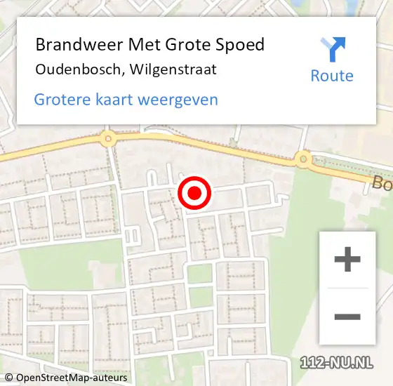 Locatie op kaart van de 112 melding: Brandweer Met Grote Spoed Naar Oudenbosch, Wilgenstraat op 25 februari 2015 15:06