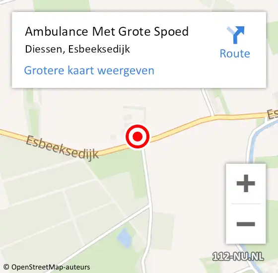 Locatie op kaart van de 112 melding: Ambulance Met Grote Spoed Naar Diessen, Esbeeksedijk op 25 februari 2015 15:24