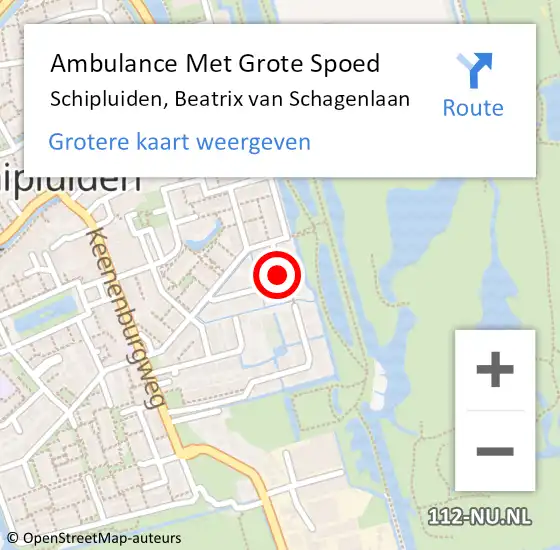 Locatie op kaart van de 112 melding: Ambulance Met Grote Spoed Naar Schipluiden, Beatrix van Schagenlaan op 25 februari 2015 15:45