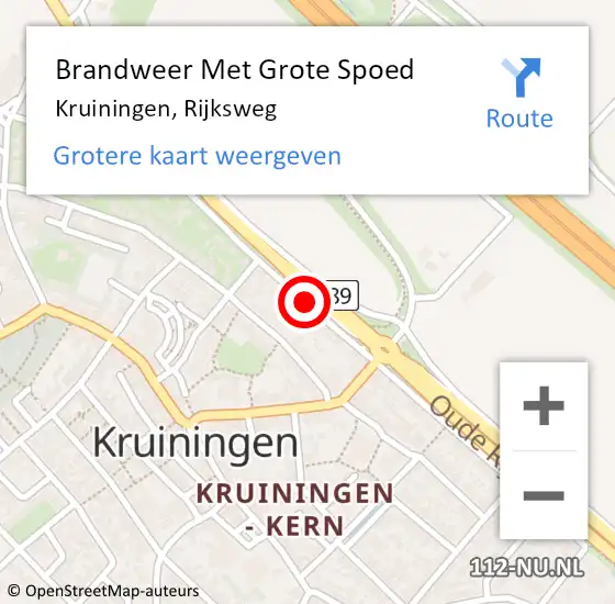 Locatie op kaart van de 112 melding: Brandweer Met Grote Spoed Naar Kruiningen, Rijksweg op 25 februari 2015 16:09