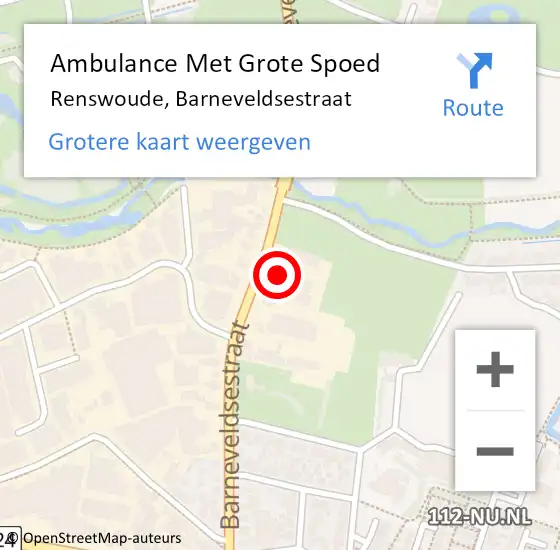 Locatie op kaart van de 112 melding: Ambulance Met Grote Spoed Naar Renswoude, Barneveldsestraat op 25 februari 2015 16:15