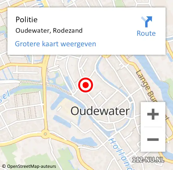 Locatie op kaart van de 112 melding: Politie Oudewater, Rodezand op 30 oktober 2013 23:47